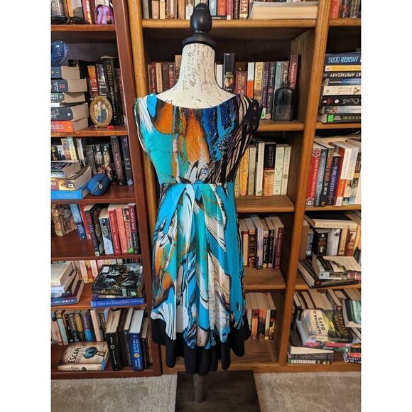 DIDIER parakian layered mesh cocktail dress sz 8 colorful sleeveless mini euc - Picture 2 of 7